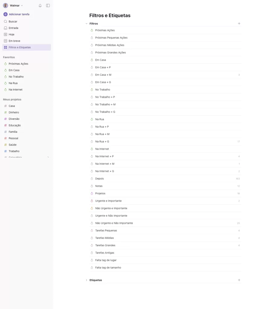 GTD no Todoist - Filtros