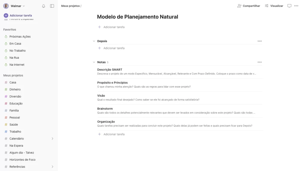 GTD no Todoist - Modelo de Planejamento Natural